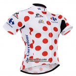 2015 Maillot Ciclismo Tour de France Blanc et Rouge Manches Courtes et Cuissard